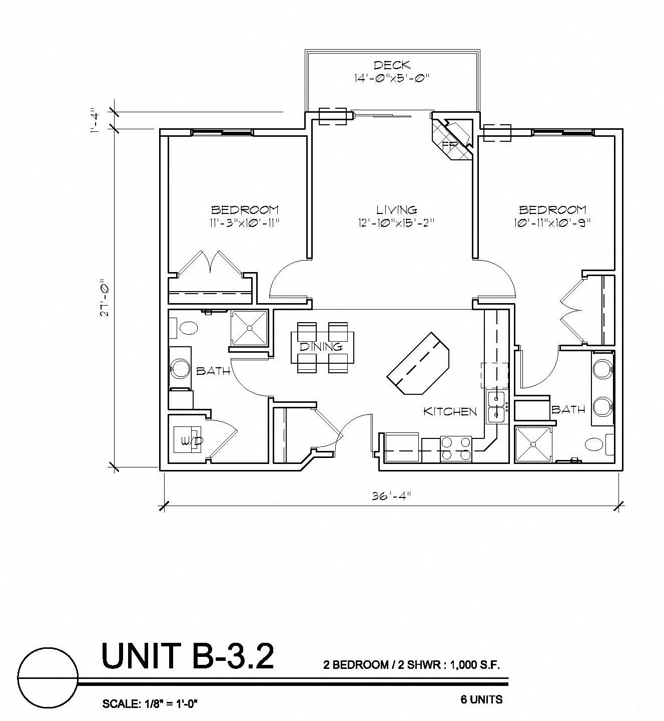 Floor plan for 2 beds, 2 baths, 1454 sqft